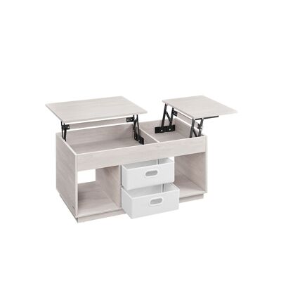 Table basse avec 2 tiroirs et compartiments, beige avoine, 50 x 100 x 48 cm/62. 3 cm