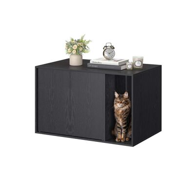 Cat litter box with hinged doors for large cats