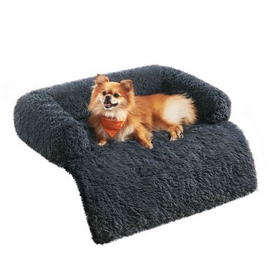 Nostalgie FluffyHug Plush Dog Bed, Dog Blanket, Sofa Protector, Dog Cushion, Size M, for Small and Medium Dogs, 80 x 75 x 16 cm, Dark Gray PGW221G02