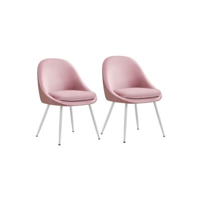 Set di 2 sedie da pranzo con cuscini rosa pastello-bianco nuvola, 61 x 56 x 81.5 cm