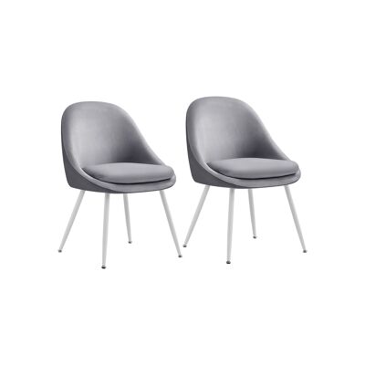 Set di 2 sedie da pranzo con cuscini, grigio tortora-bianco nuvola, 61 x 56 x 81.5 cm