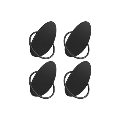 Lot de 4 patères, design en forme d'oeuf, noir encre, 5.5 x 7.3 x 8.5 cm