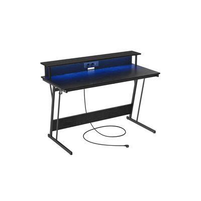 Bureau avec support d'écran 55 x 135 x 76 cm noir ébène