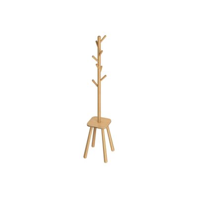 Portant à vêtements avec 8 crochets et espace de rangement, beige naturel, 34.7 x 34.7 x 170.5 cm