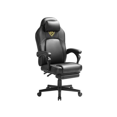 Chaise de jeu, réglable en hauteur, avec repose-pieds et appui-tête, noir encre, 70 x 70 x (119-129) cm (P x L x H) Hauteur d'assise : 47-57 cm Dimensions d'assise : 53 x 51 cm (L x l) Hauteur des accoudoirs (à partir du siège) : 23 cm