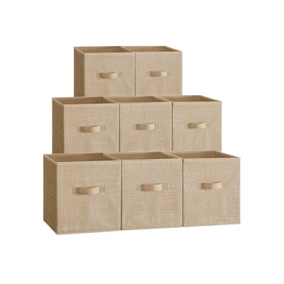 Set di scatole portaoggetti con 8 contenitori in tessuto non tessuto da 28 cm, beige sabbia