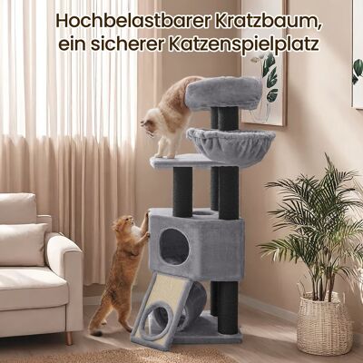 Large scratching post, cat tree, with cave, 50 x 50 x 141 cm