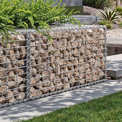 Panier en gabion, maille 5 x 10 cm, lot de 3, argent