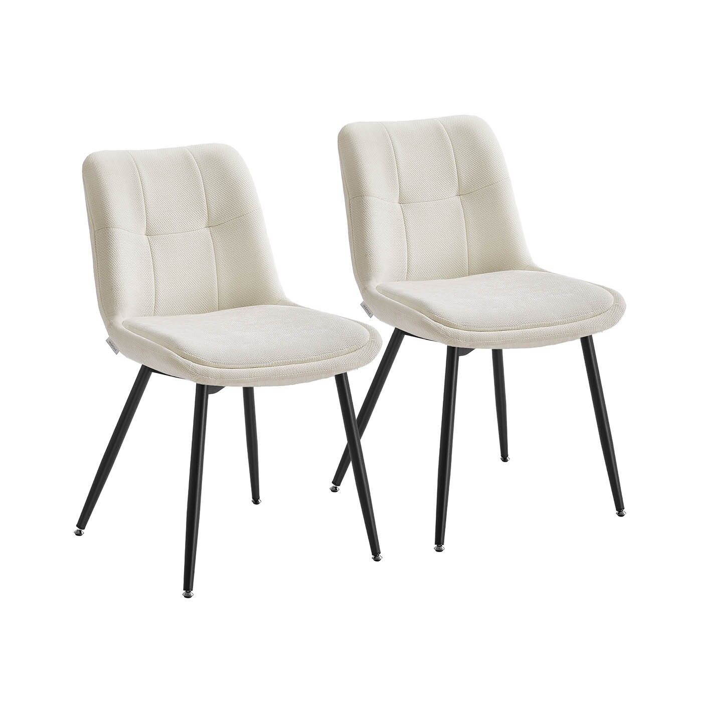 Dining chair set of 2 with double cushions, cream white, 56 x 50 x 81 cm (D x W x H) Seat width: 48 cm Seat depth: 43.5 cm Backrest height: 42.5 cm Seat height (from floor): 42.1 cm