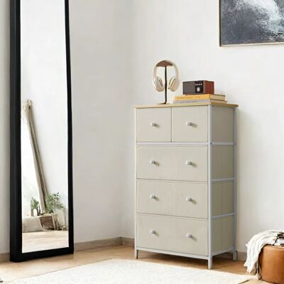 Chest of drawers, storage cabinet, 5 fabric drawers, 30 x 56 x 93 cm
