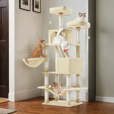 Scratching post 168 cm high, scratching post, with 13 scratching posts