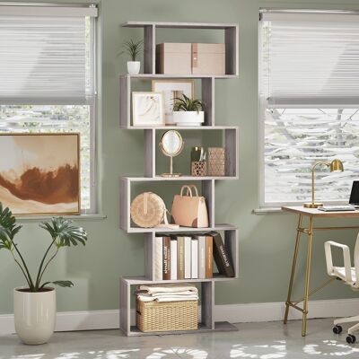 6-tier bookcase, freestanding bookcase, office shelf for presentation, 70 x 24 x 190.5 cm