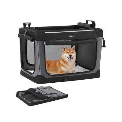 Jaula plegable para perros 76.2 cm con 4 puertas de tela de malla, color negro tinta
