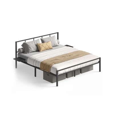 Double bed frame 160 x 200 cm with headboard, matt black