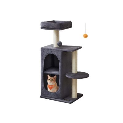 Tiragraffi piccolo con 2 fori e 1 piano, grigio scuro, 45 x 35 x 101 cm