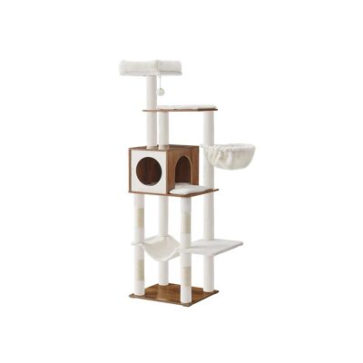 Grande tiragraffi alto 165 cm con amaca color miele