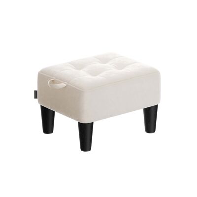 Tabouret en velours avec revêtement épais en beige cappuccino et noir de jais, 40 x 32 x 26 cm
