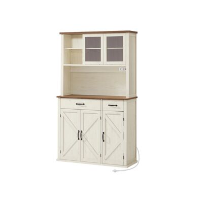 Buffet de style campagnard avec éclairage et station de charge, 39.5 x 106.5 x 180.6 cm