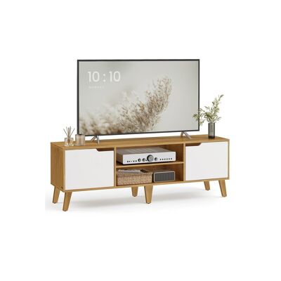 Meuble TV de style transitionnel avec étagère réglable, 147 x 39 x 50 cm