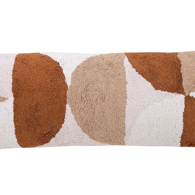 Cuscino lombare trapuntato Rangoli, marrone e neutro - 12x30 pollici