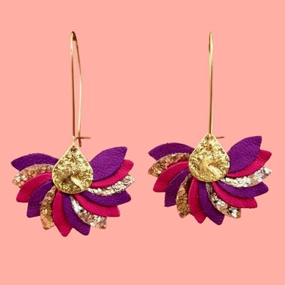 Orecchini in pelle Louga - Fucsia, Viola, Glitter