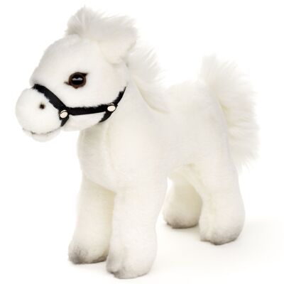 Cheval, debout, blanc (sans selle) - 23 cm (longueur) - Mots-clés : ferme, peluche, doudou, jouet en peluche
