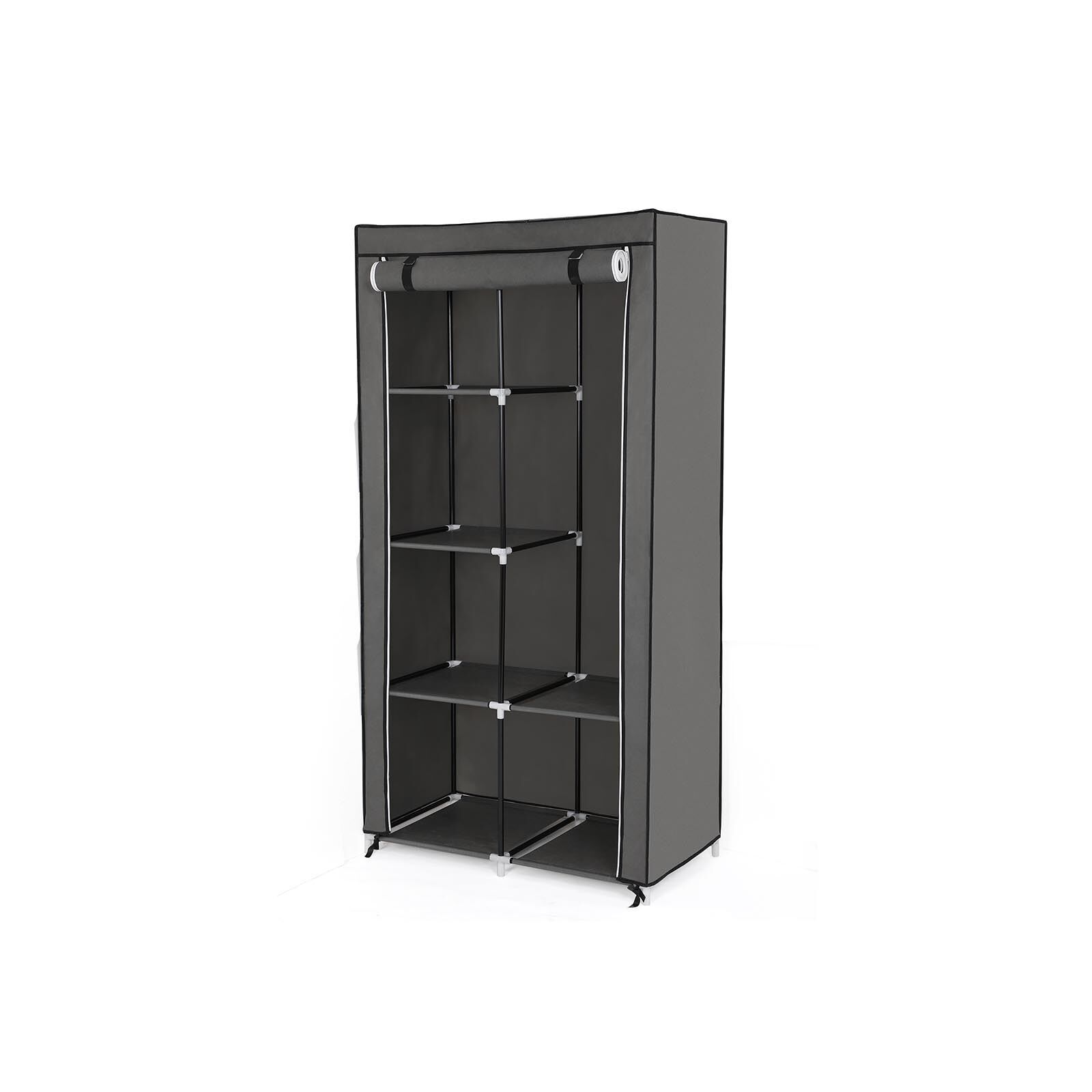 Armoire en tissu avec portes roulantes, gris, 88 x 45 x 170 cm