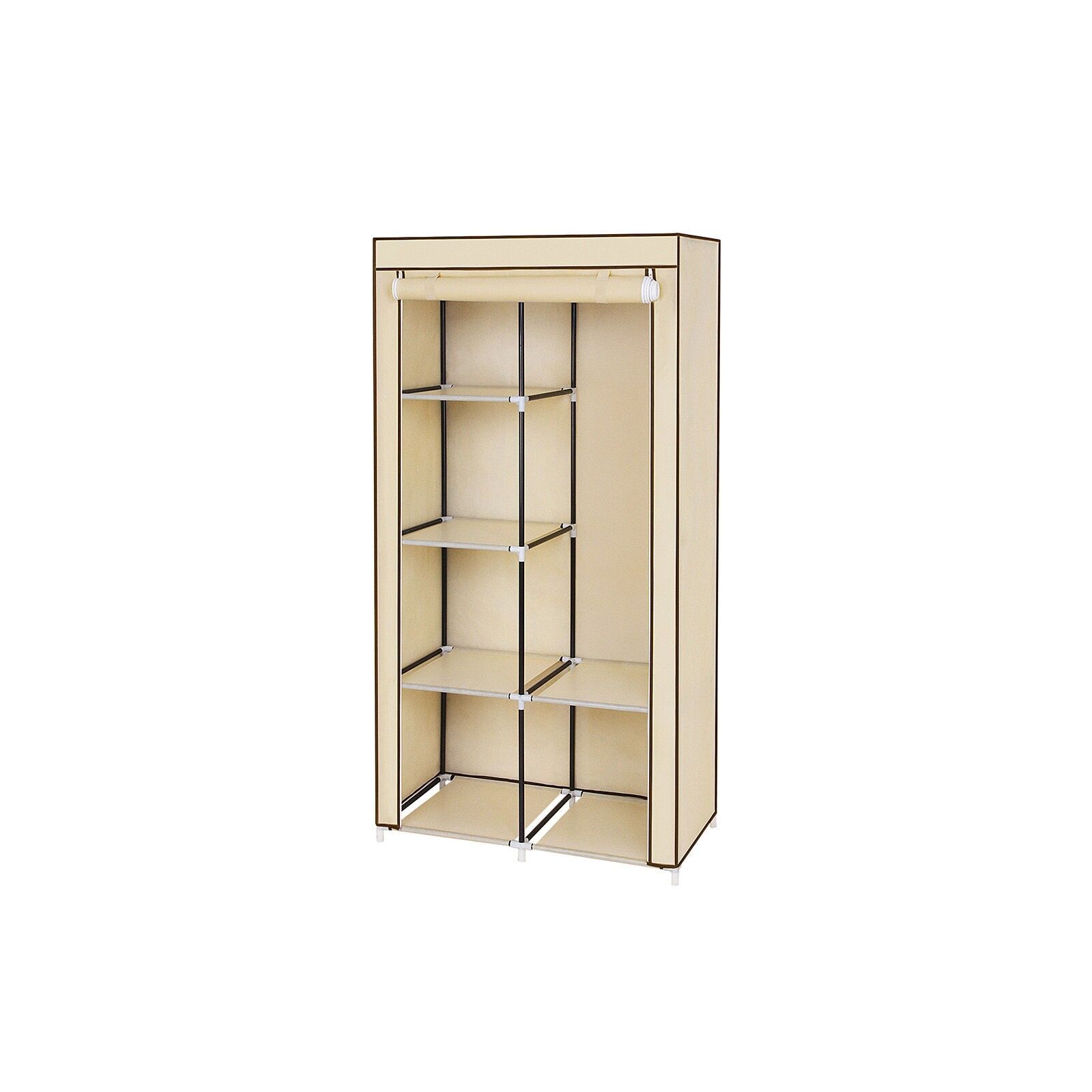 Armoire en tissu avec portes roulantes, beige, 88 x 45 x 170 cm