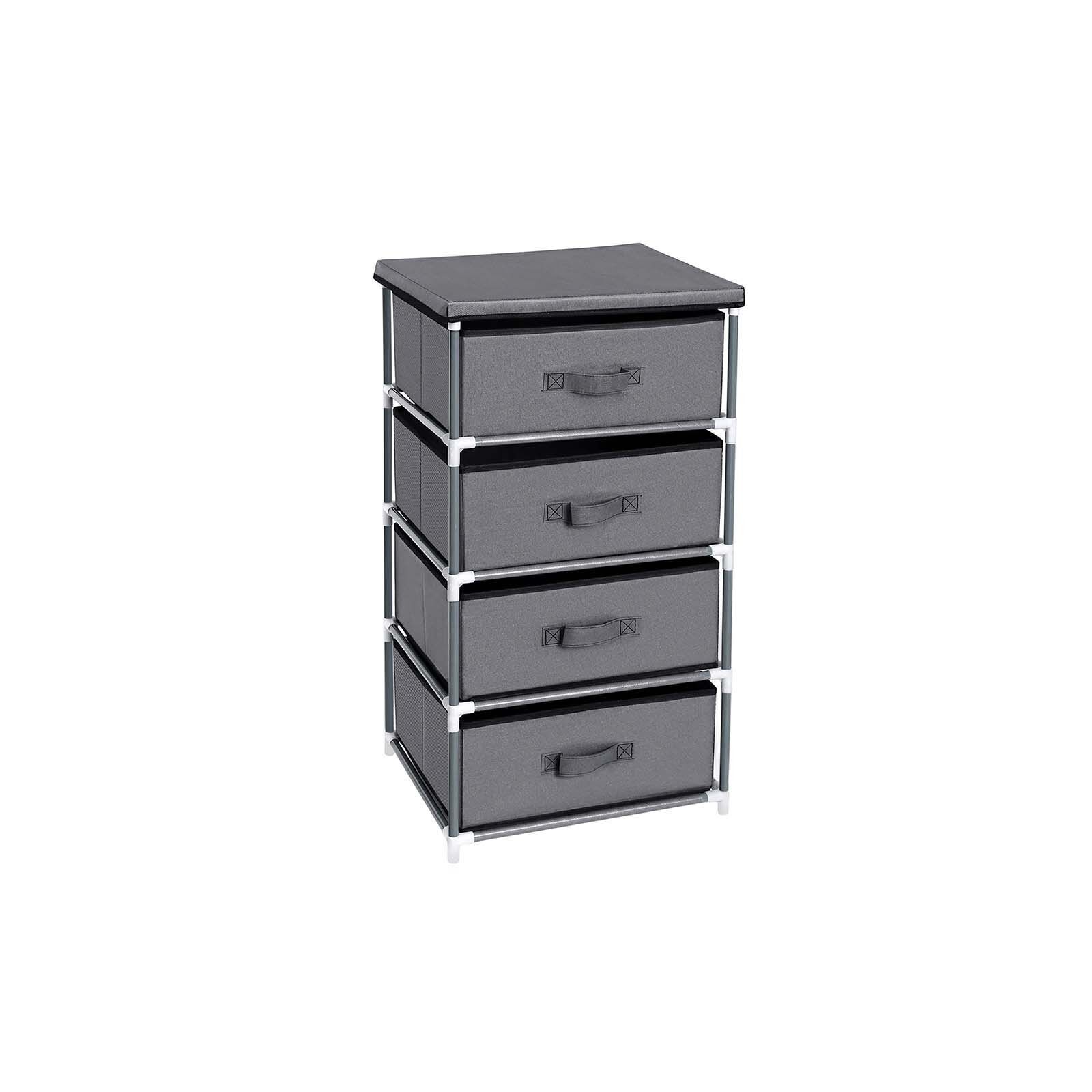Etagère avec 4 tiroirs en tissu gris, 45 x 84.5 x 38 cm