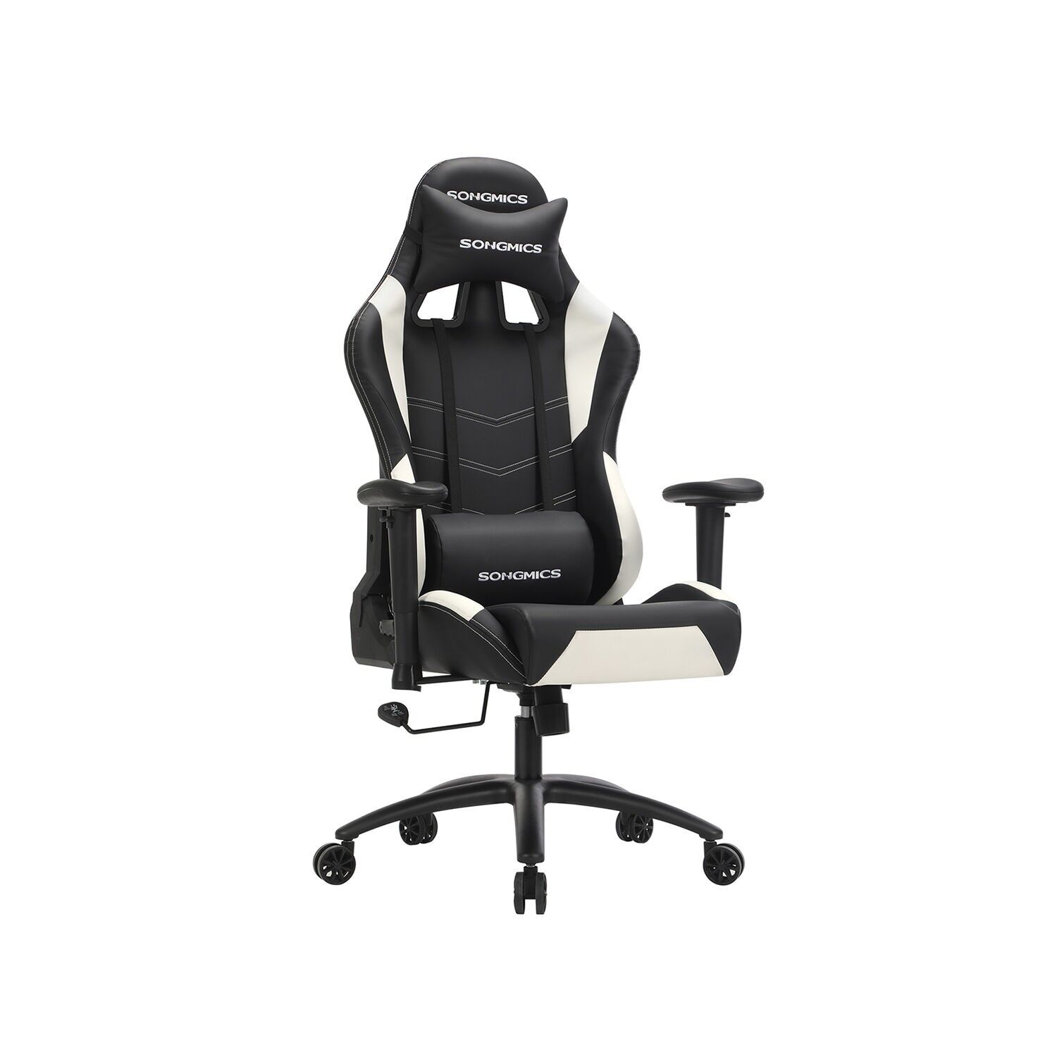 Chaise gamer simili cuir noir et blanc