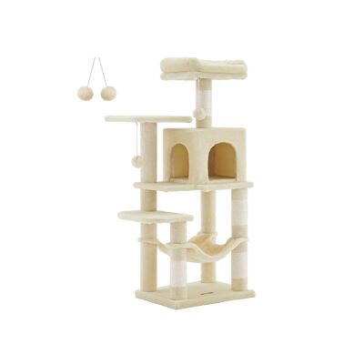 Griffoir 112 cm avec plateformes et hamac beige