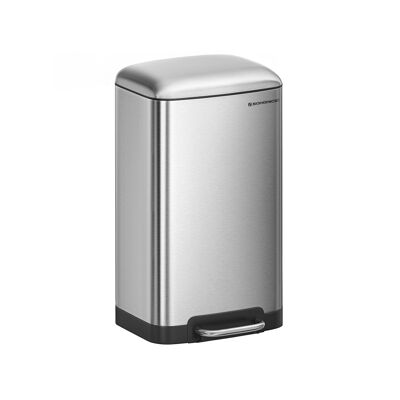 Cubo de basura 30 L acero inoxidable, 34.5 X 27.5x61. 5 cm