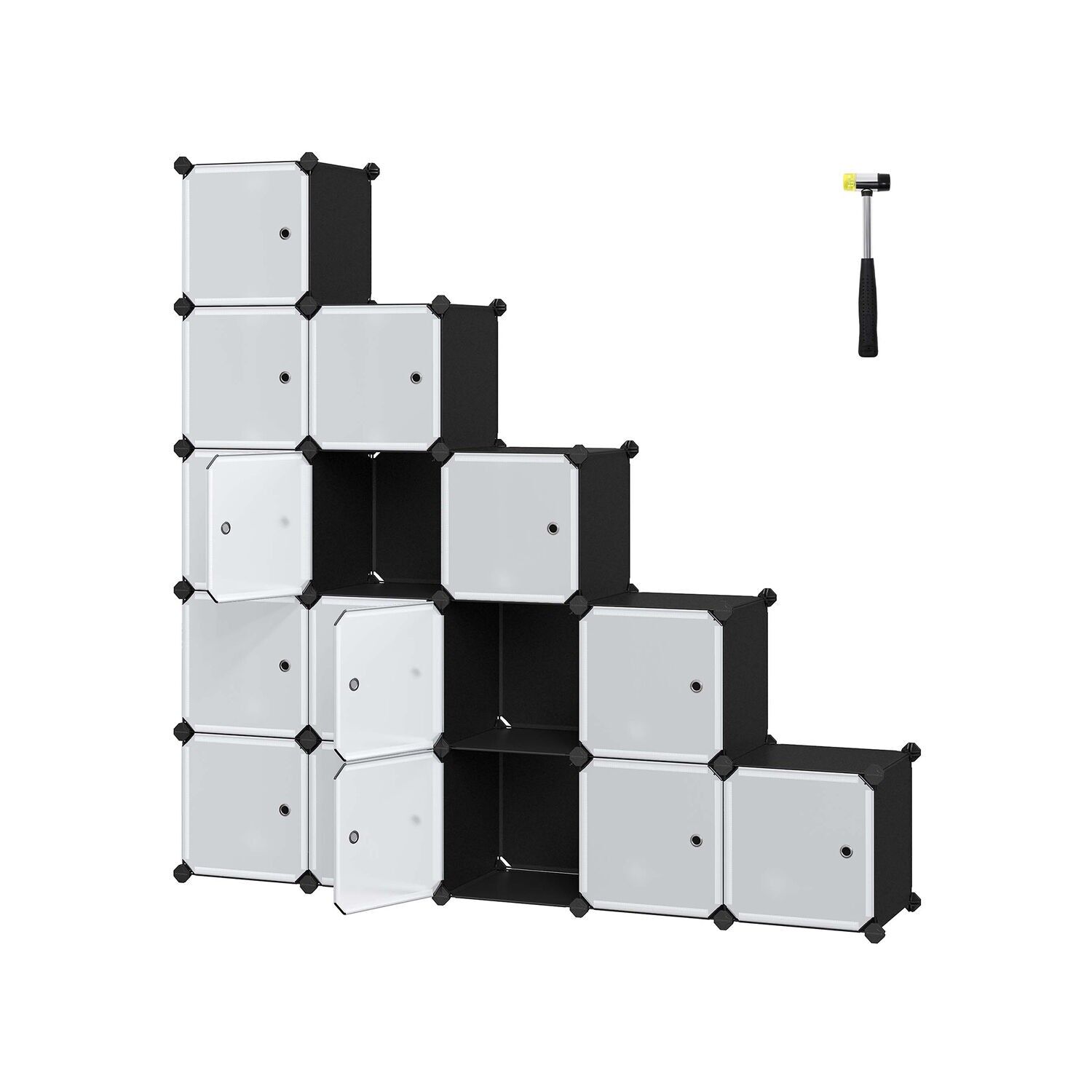 Plastic shelving system, easy to assemble, black, 22 x 35 x 22 cm