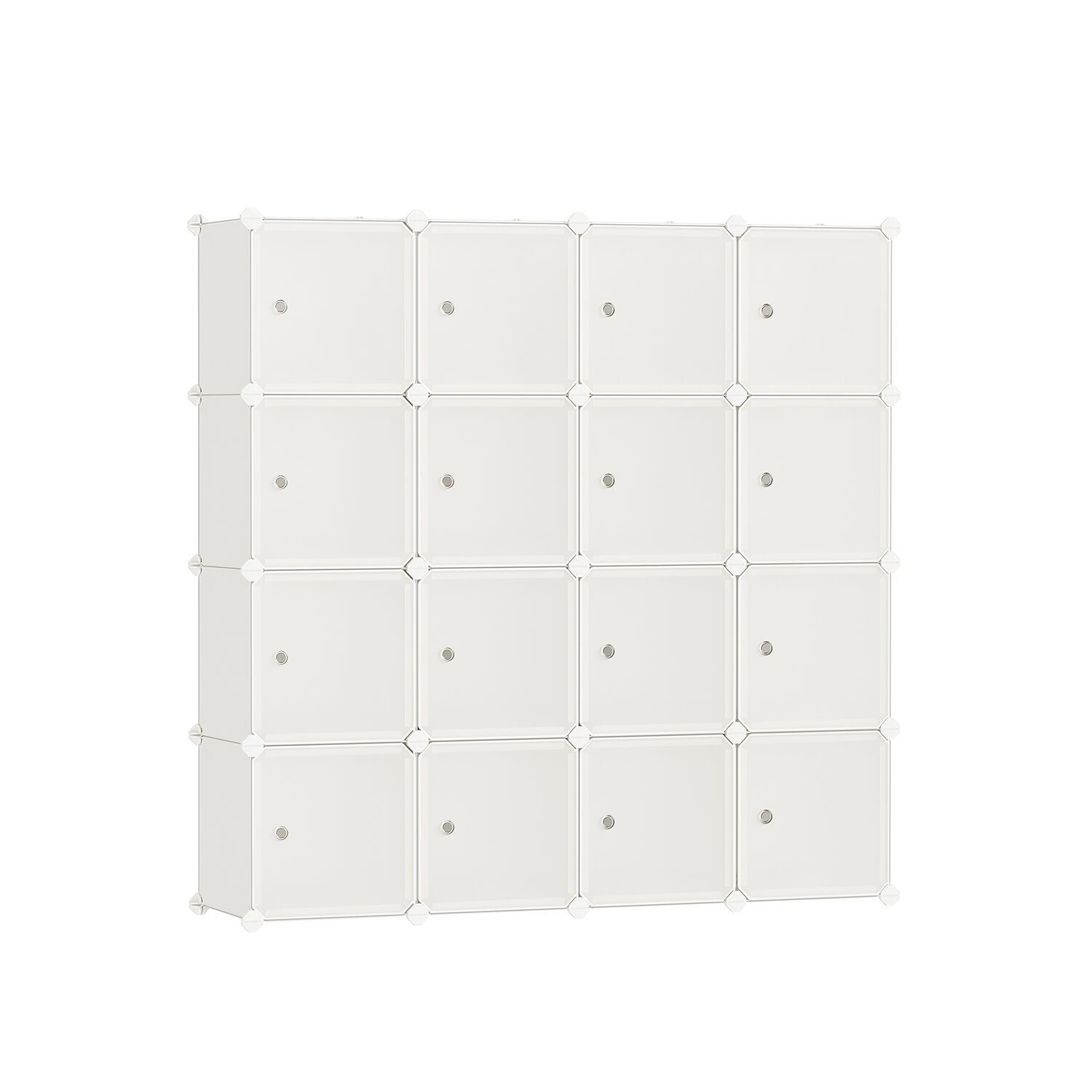 Shelving system of 16 cubes with doors, 22 x 35 x 22 cm