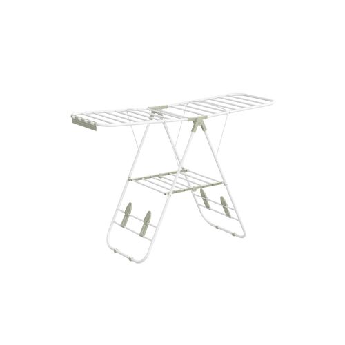 Clothes rack with steel wings, cloud white-laurel green, 51 x 147 x (97/112/128) cm (D x W x H) Dimensions of the stand when folded: 7 x 56 x 107 cm