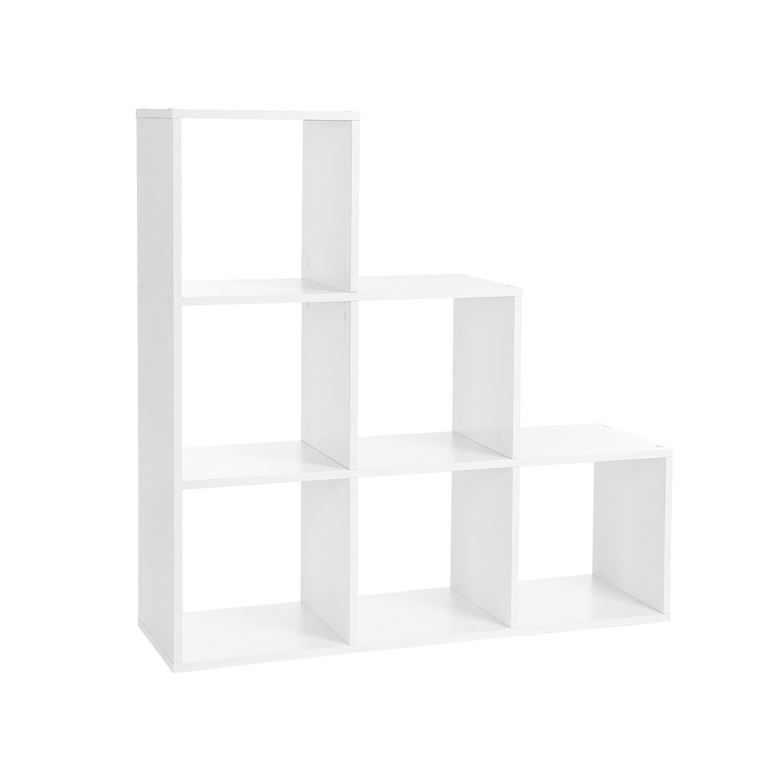 Stair shelf 6 open compartments white, 97.5 x 97.5 x 29 cm