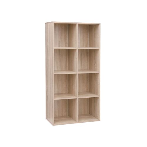 Simple shelf with 8 compartments in wood look, 65.5 x 30 x 129.5 cm