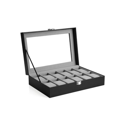 Coffret à montres avec couvercle en verre, 32 x 18.6 x 8.5cmm