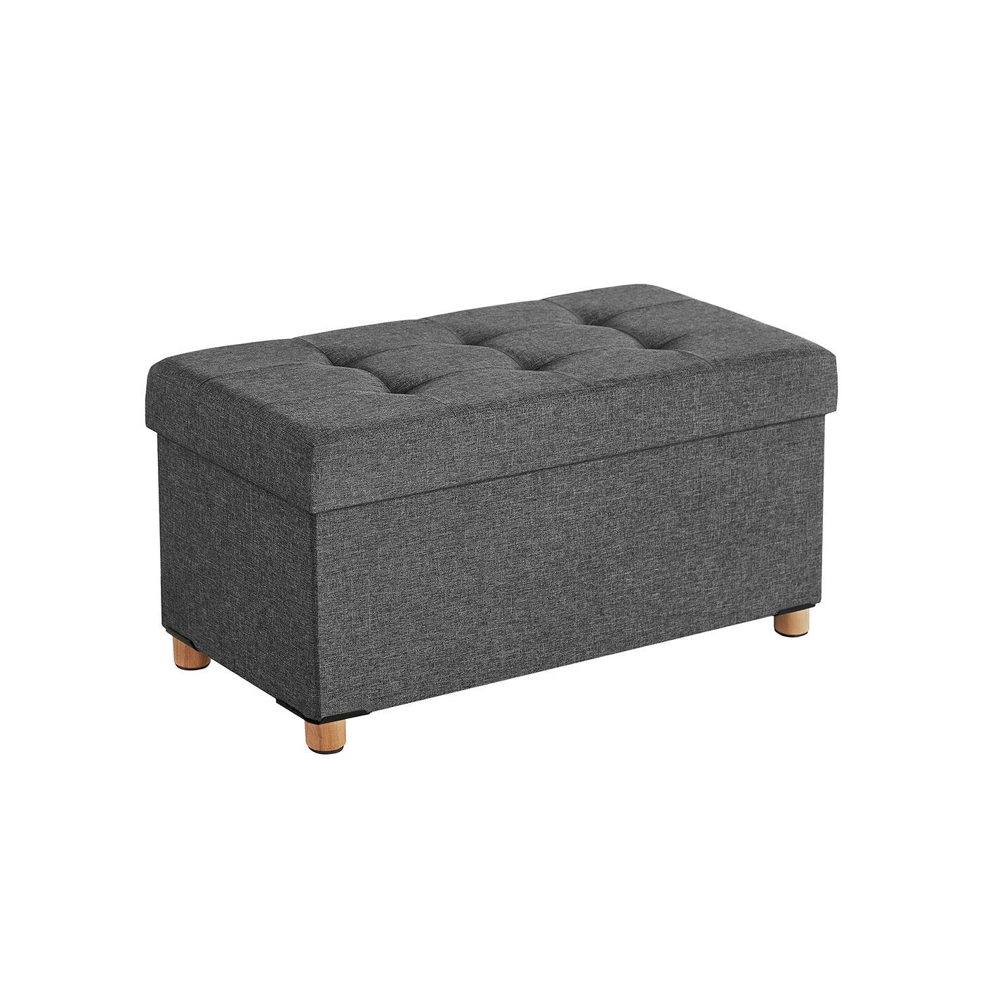 Chest with wooden legs, dark gray, 76 x 38 x 40 cm