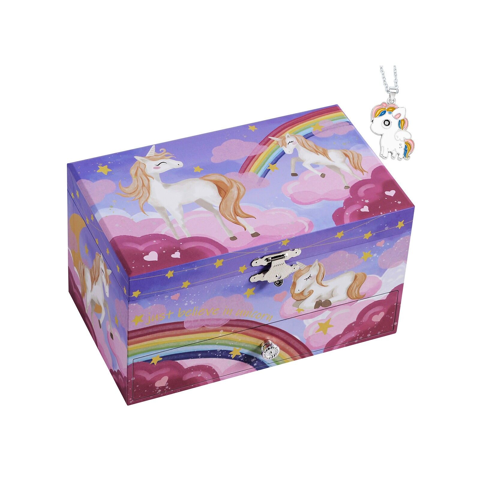 Coffret à bijoux pour enfant avec musique, violet, 19 x 11 x 11 cm