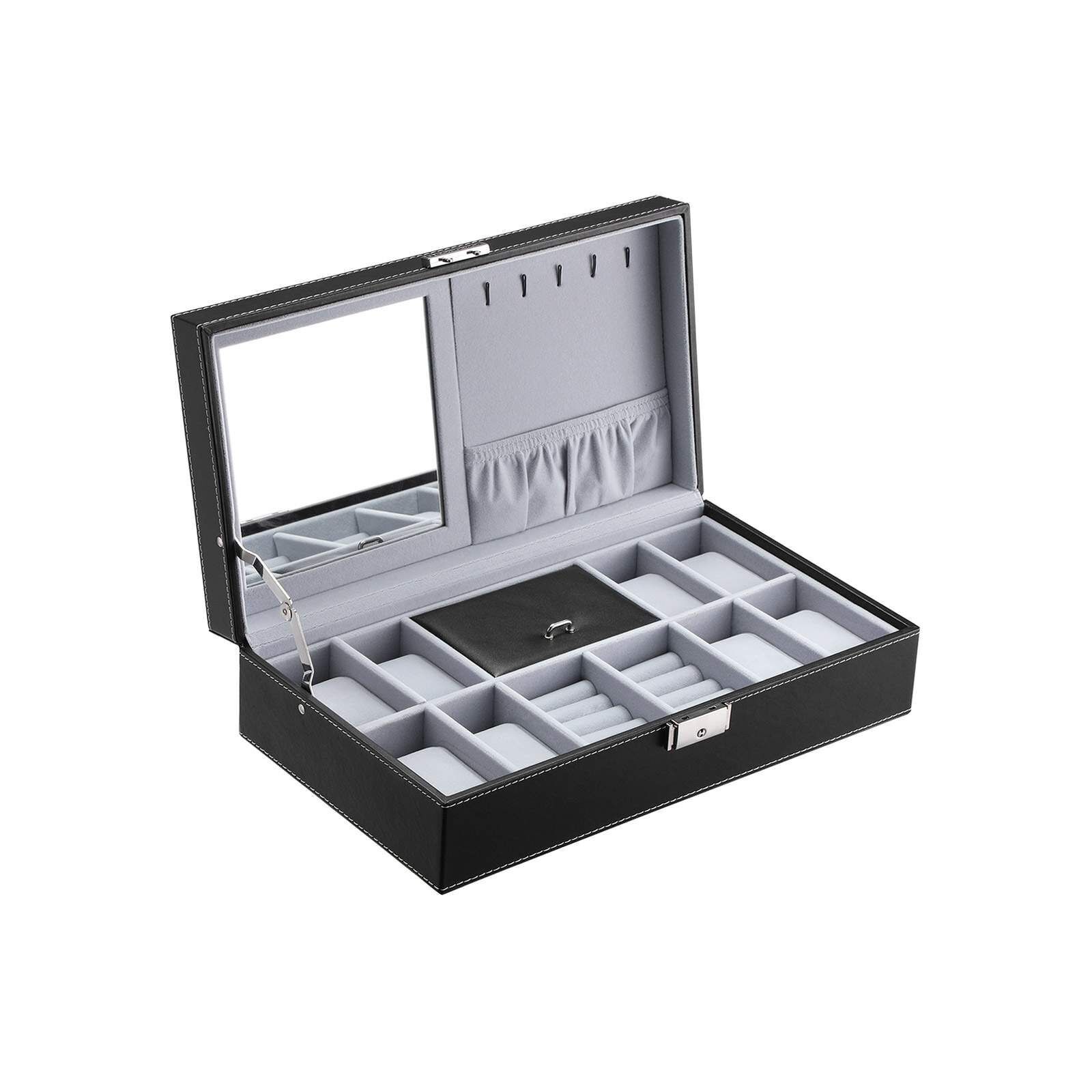 Coffret à montres pour 8 montres avec miroir, 33.3x9.5  x  19.3écm