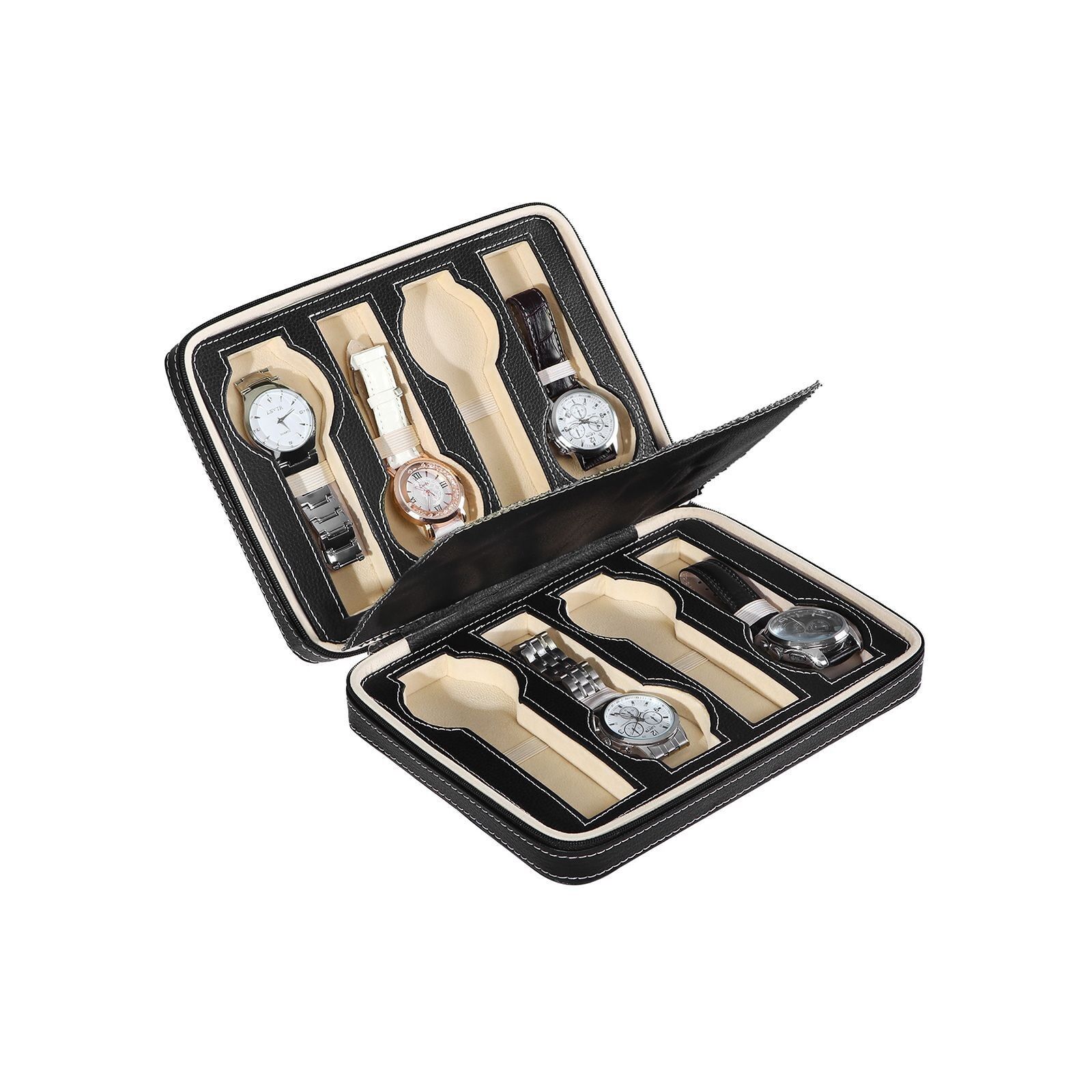 Watch case for 8 watches, 24.5 x 18 x 5.5 cm (W x H x D) - Dimensions per cell: 14 x 3.5 cm