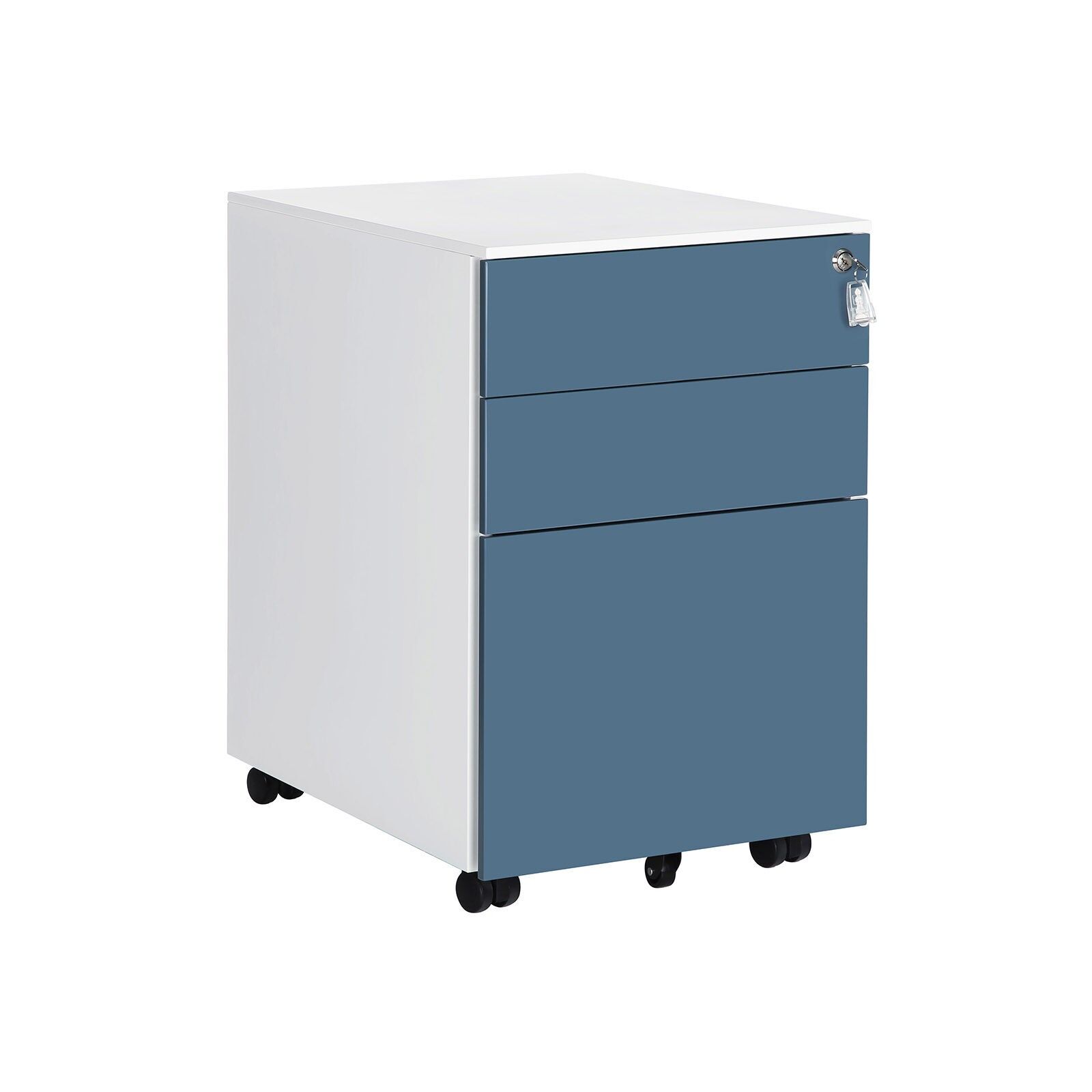 Lockable mobile container white-blue, 39 x 60 x 52 cm