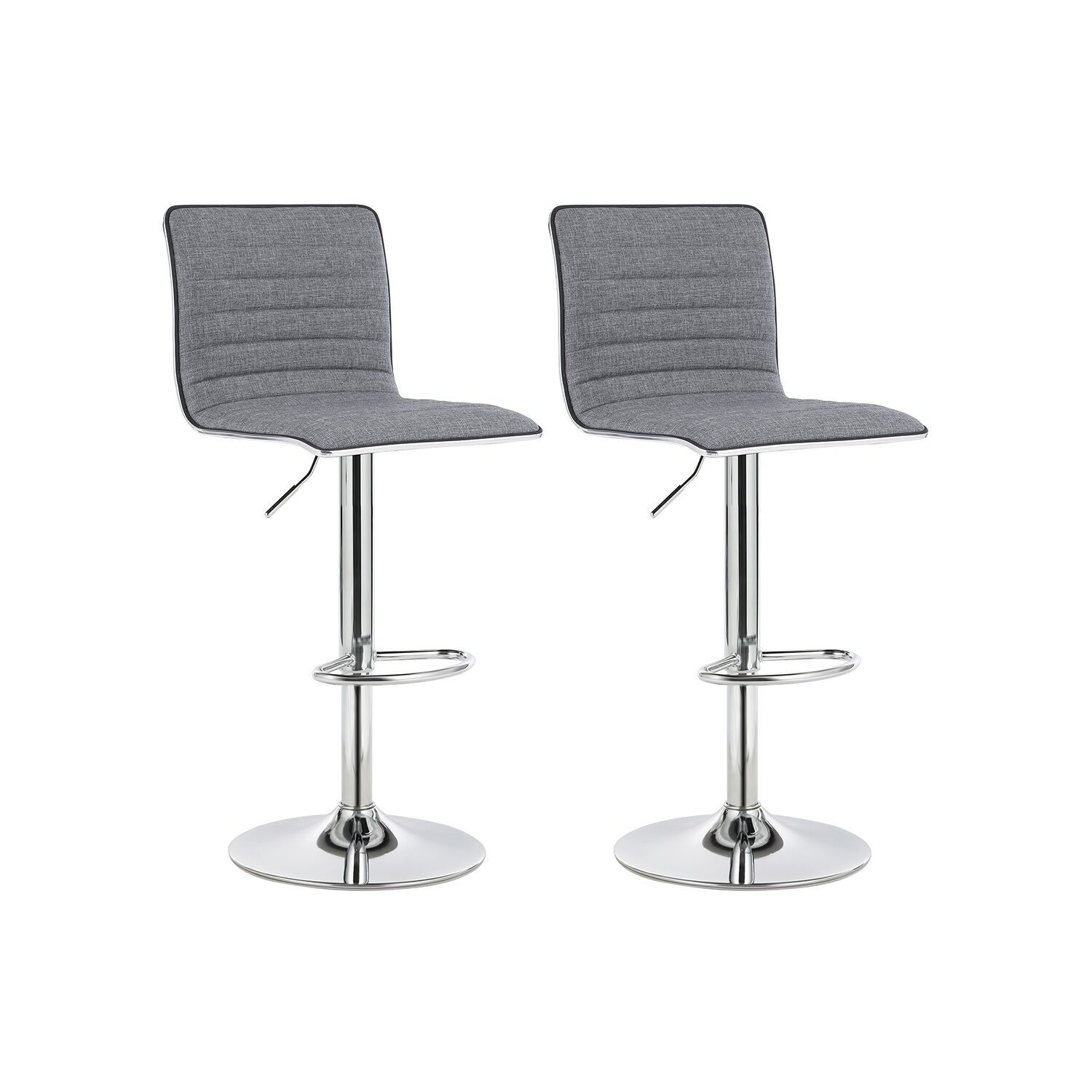 Set of 2 bar stools with backrest, 42 x 46 x (91-113) cm (L x L x H)Total height: 94-114 cmStand height: 57-77 cmStand dimensions: 42 x 40 cm