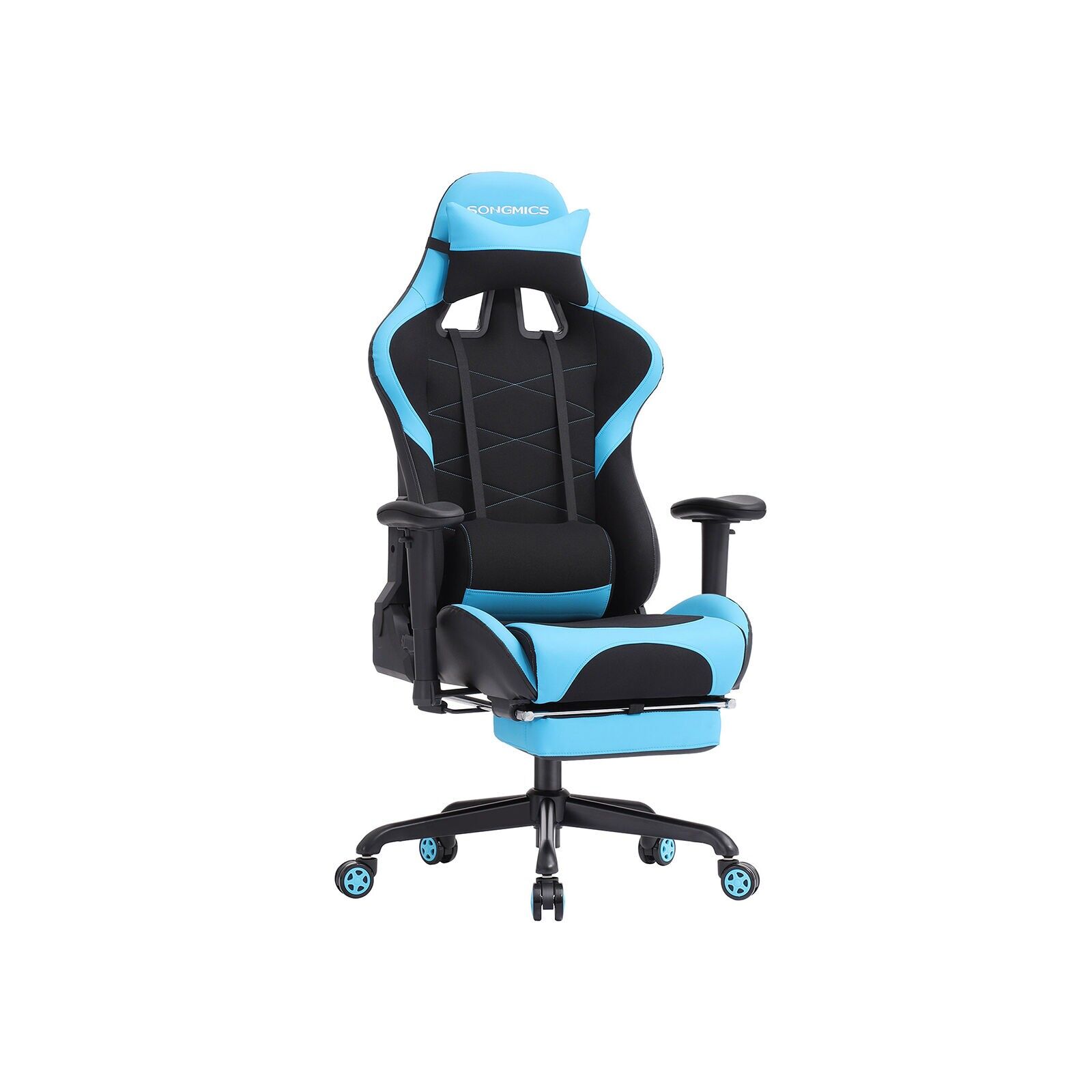 Chaise de jeu noir-bleu, 69 x 70.5 x 128-138 cm