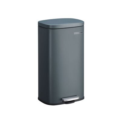 Cubo de basura 30 L, color gris humo, 35 x 25.5 x 63.5 cm (Largo x Ancho x Alto) - Altura total (con tapa abierta): 85.5 cm - Dimensiones del cubo interior: 35 x 23.5x57.5 cm (largo x ancho x alto) - Dimensiones del pedal: 15 x 4 cm
