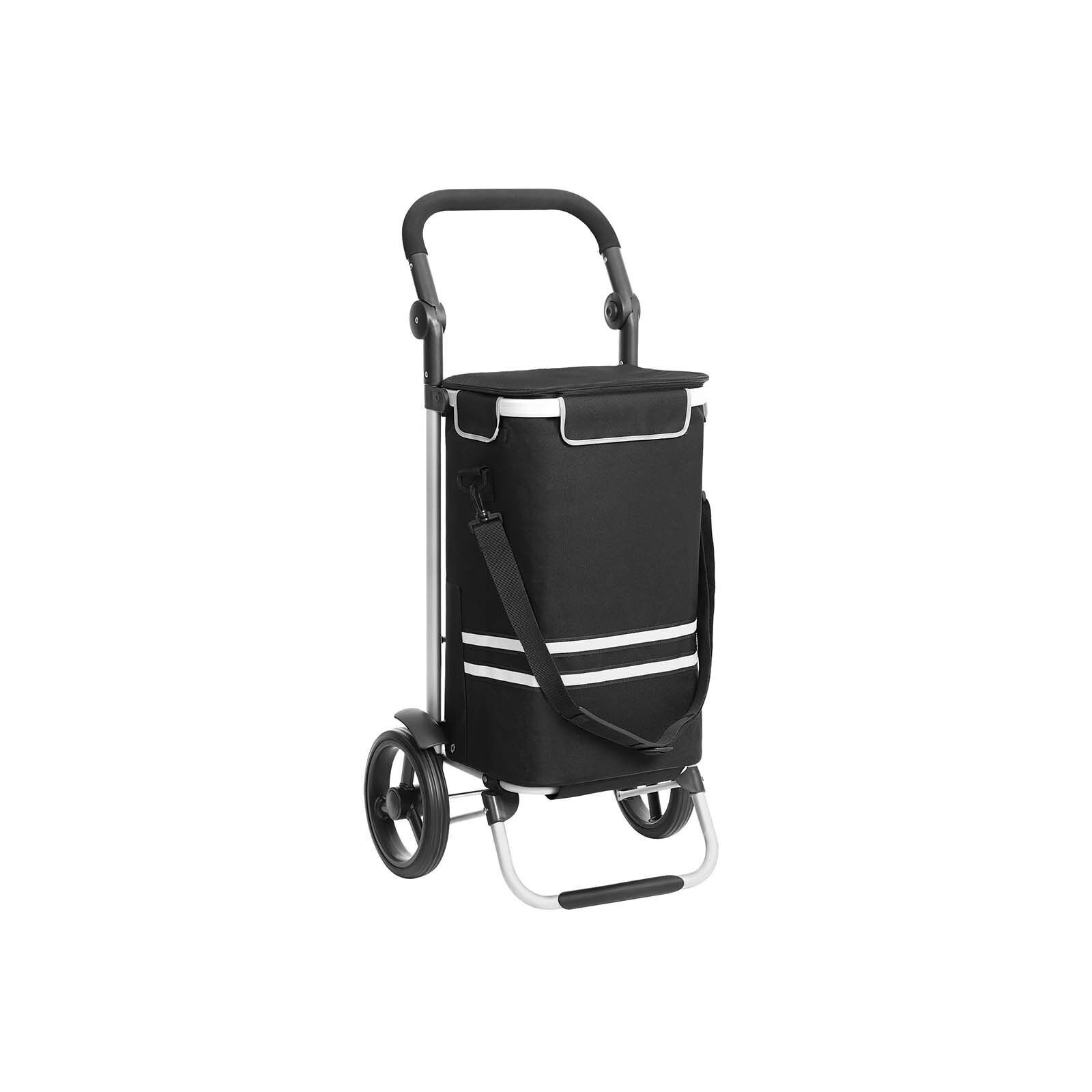 Chariot de courses 35 L noir, 44 x 100 x 27 cm (L x H x P) Dimensions du sac en tissu : 31 x 54 x 24 cm