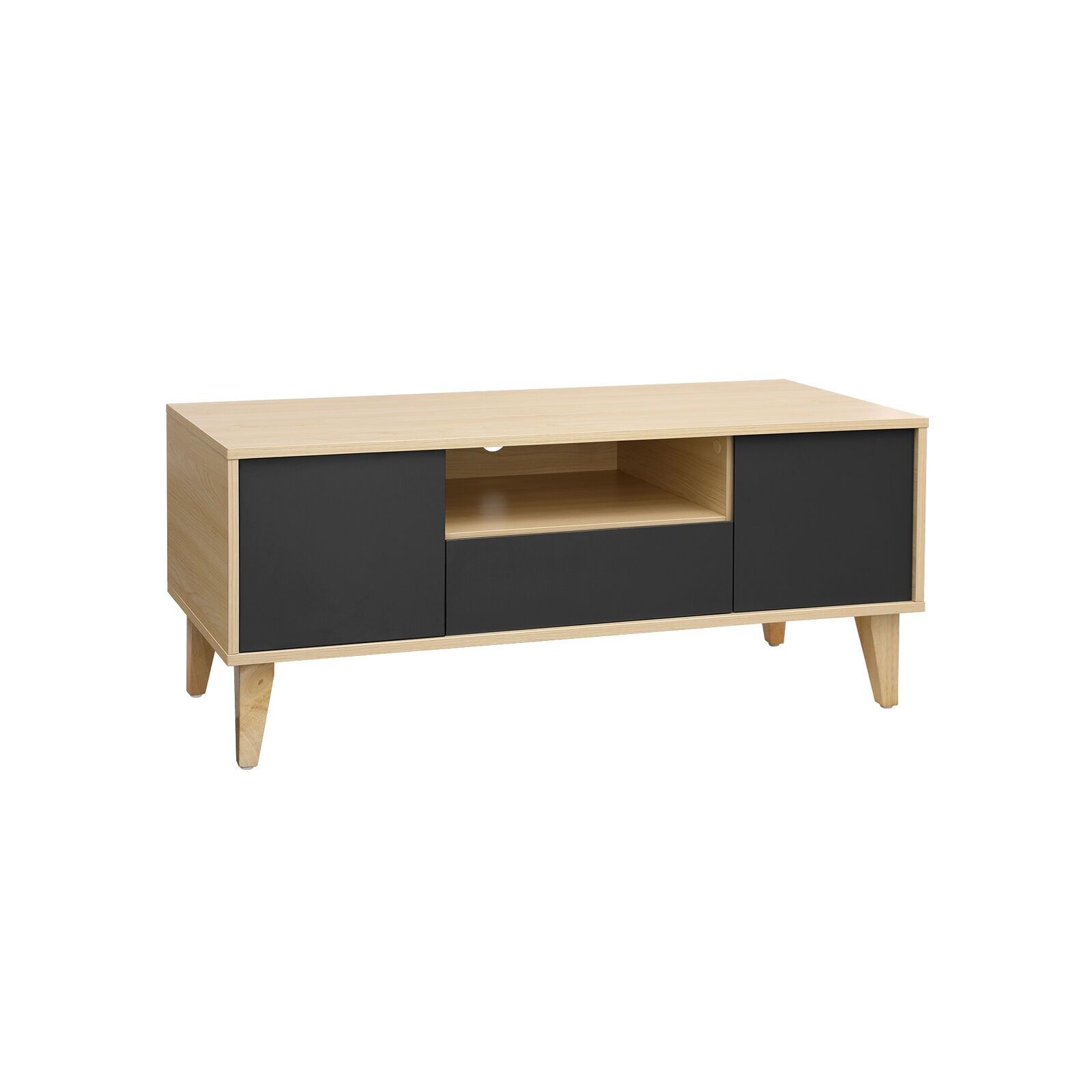 Modern TV base unit in wood-look gray, 110 x 40 x 45 cm