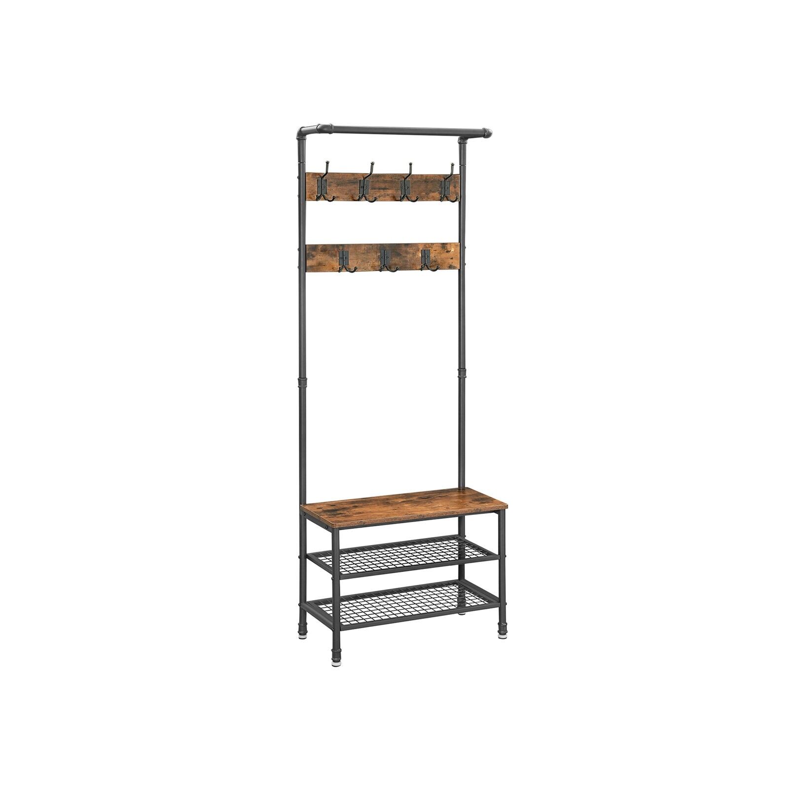 Armoire de style industriel avec étagères grillagées, 66 x 32.5 x 183 cm