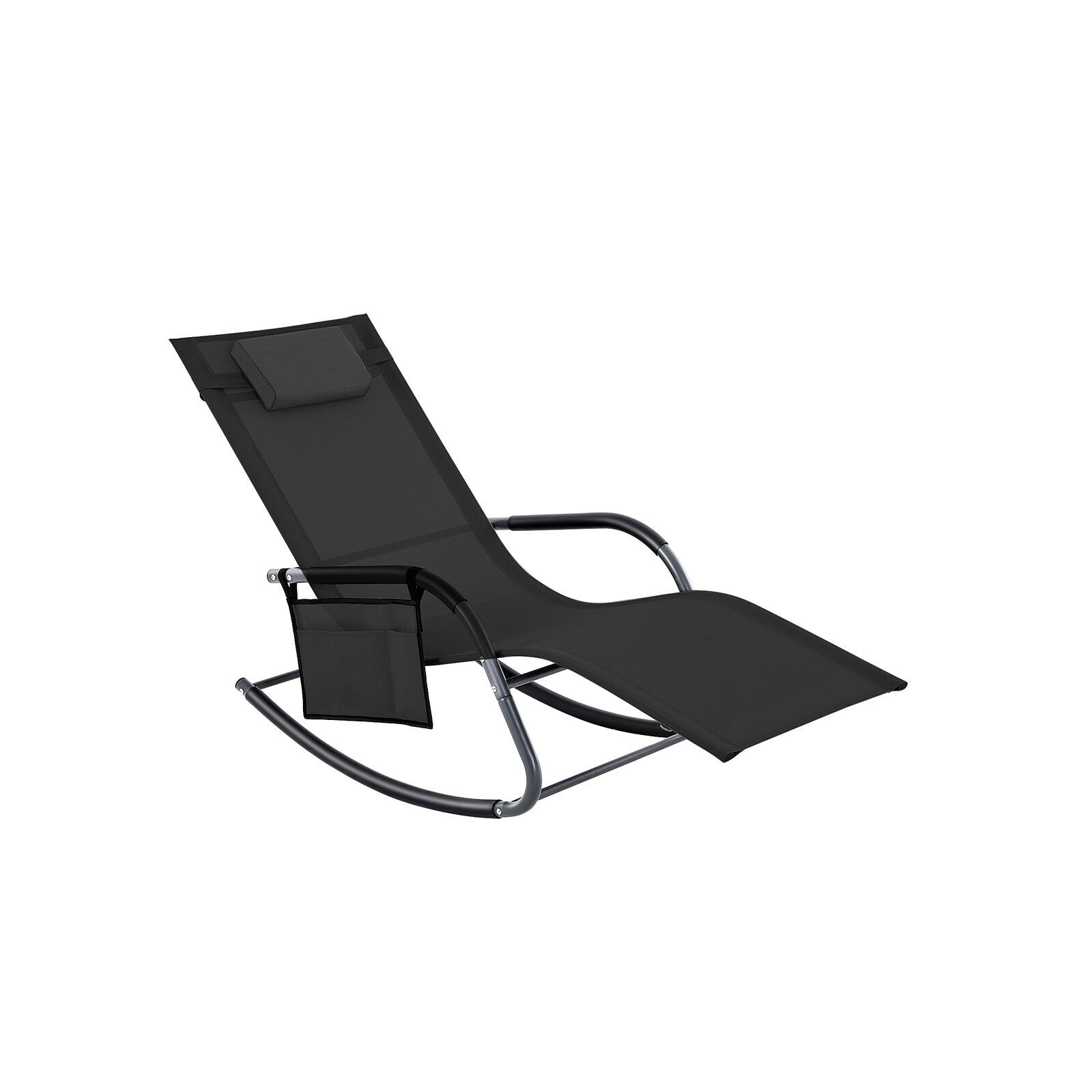Chaise de jardin noire, 63 x 147 x 89 cm (L x l x H) - Dimensions de l'emballage : 97 x 38 x 8 cm